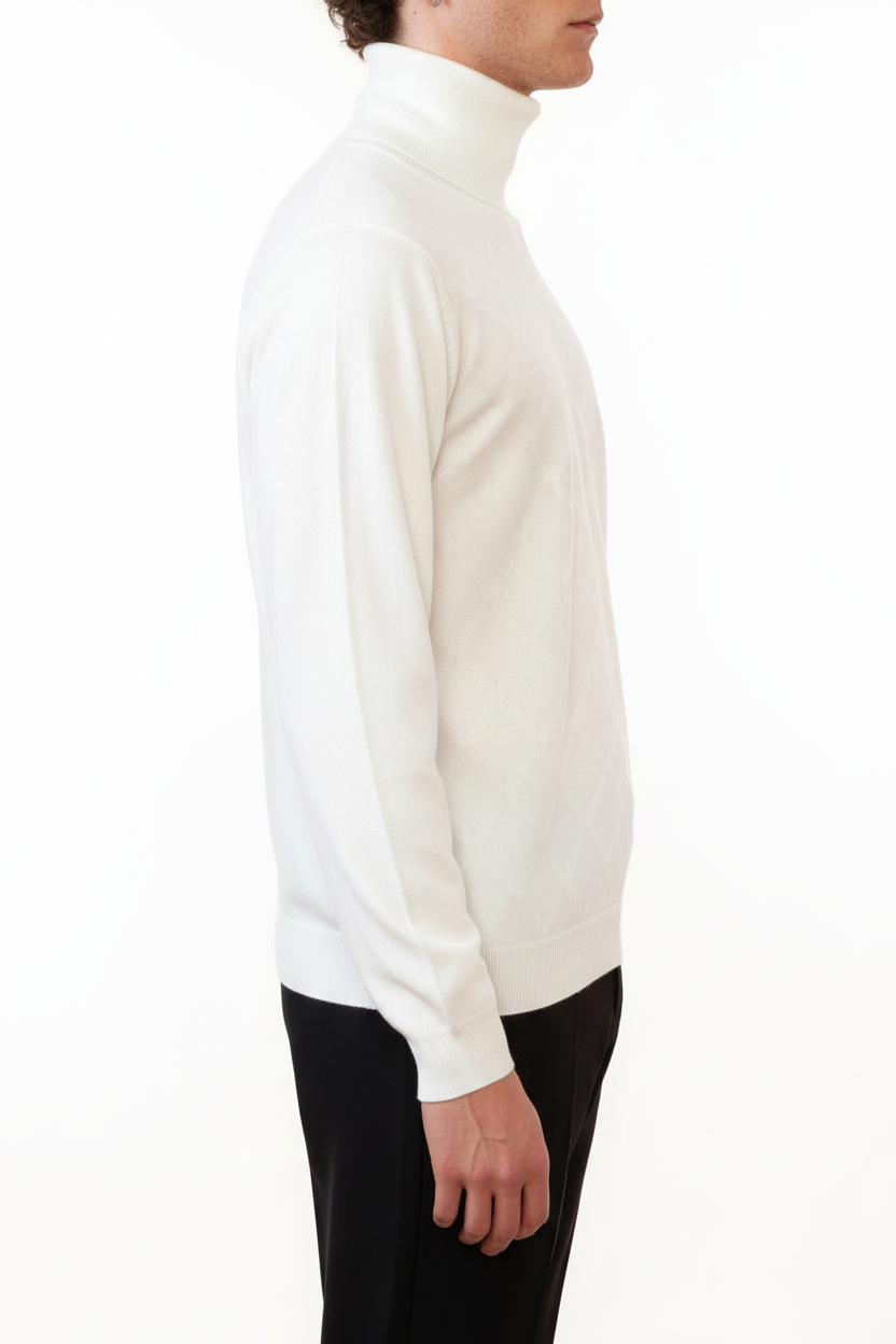 Jersey de cuello alto Valenci a cuadros blanco