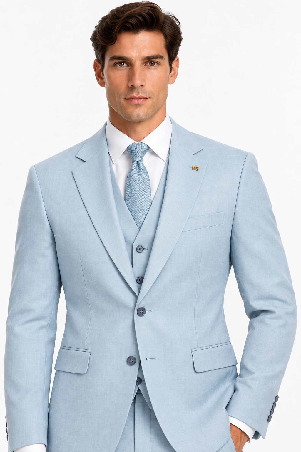 Monaco Three-piece Suit Light Blue