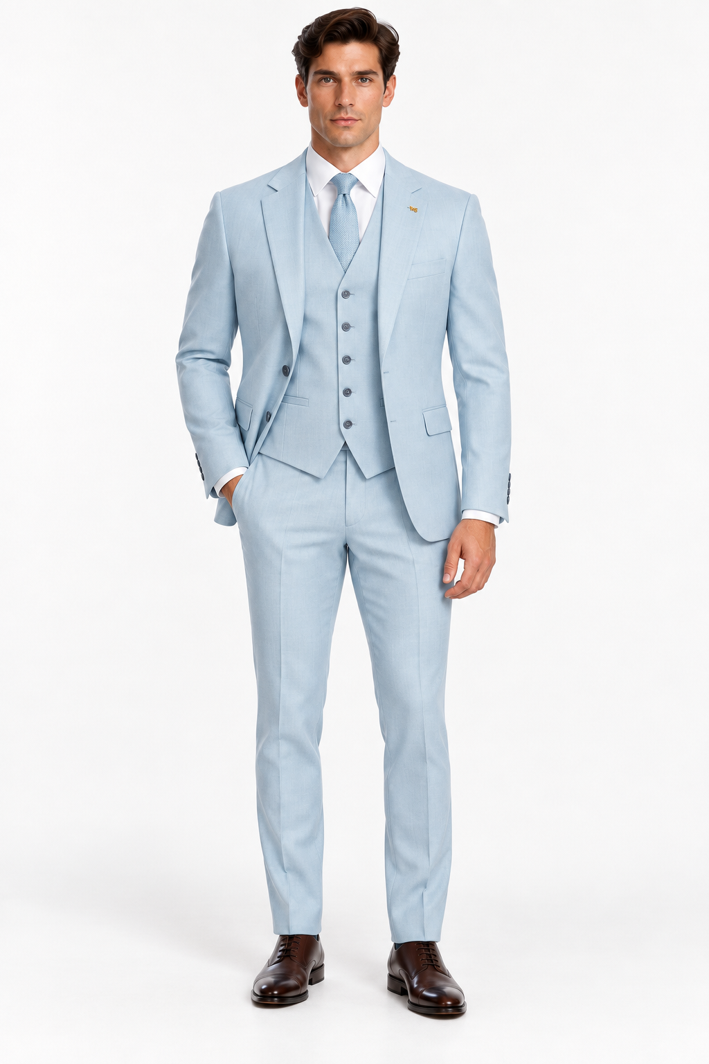 Monaco Three-piece Suit Light Blue