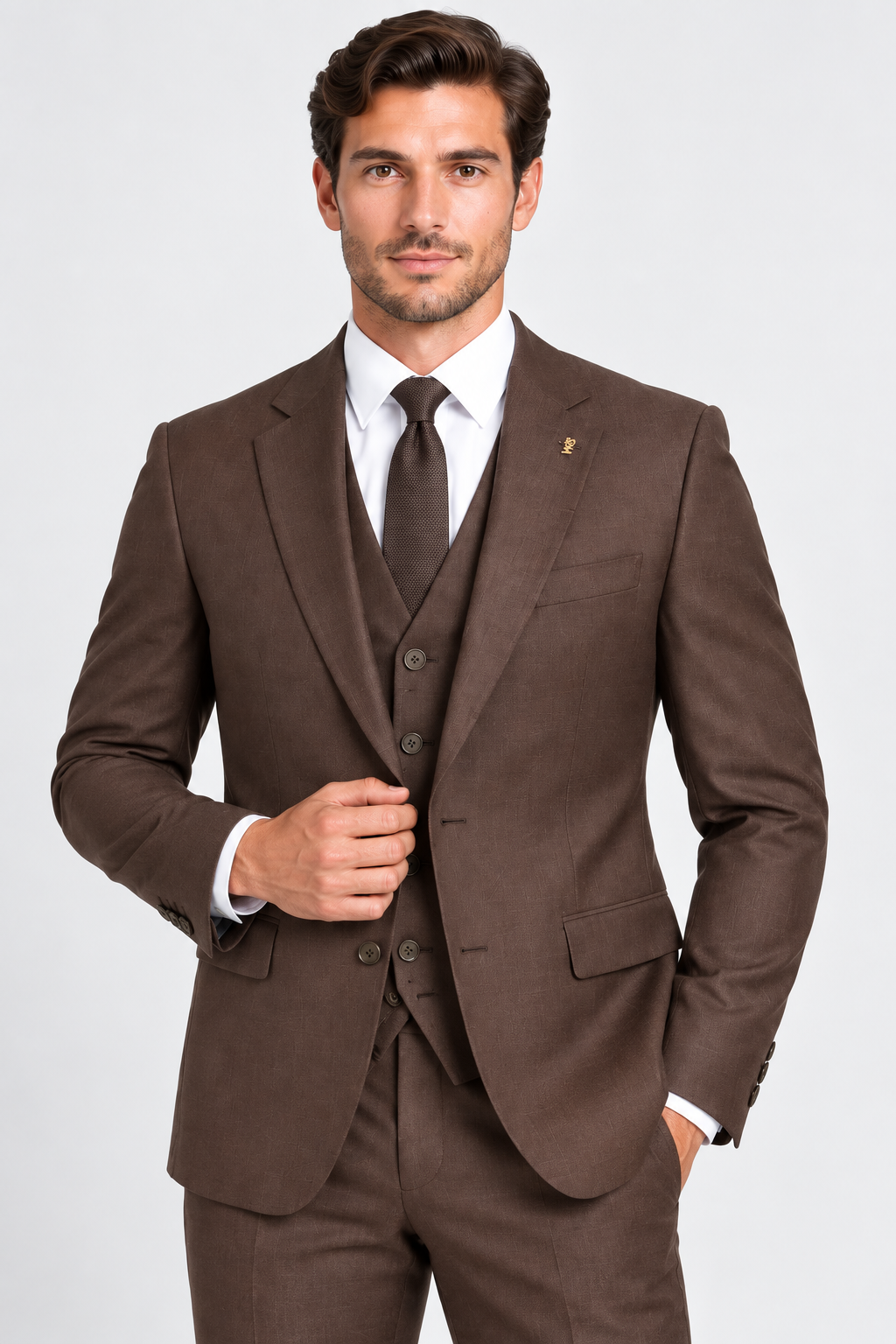 Portofino Three-piece Suit Dark Brown