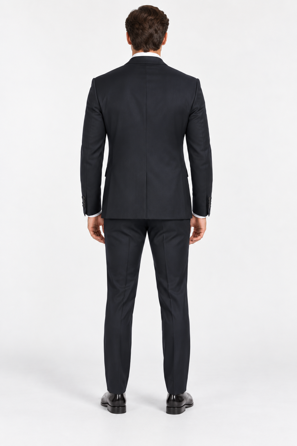 Milano navy three-piece slim fit men's suit side view