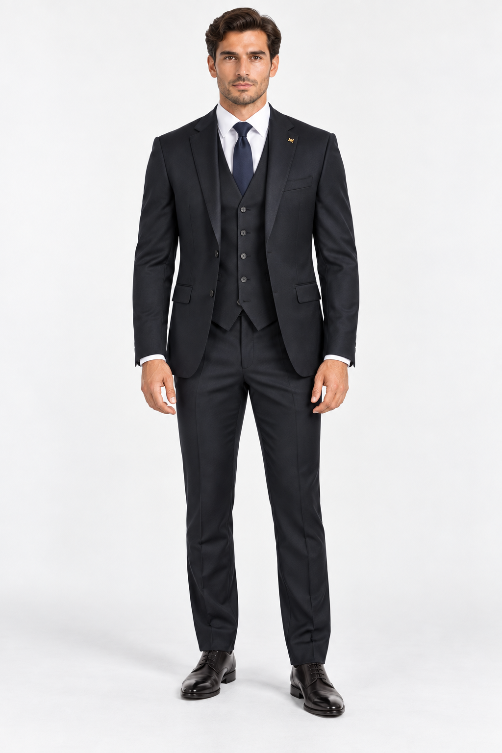 Milano navy men's suit slim fit with jacket, waistcoat and trousers