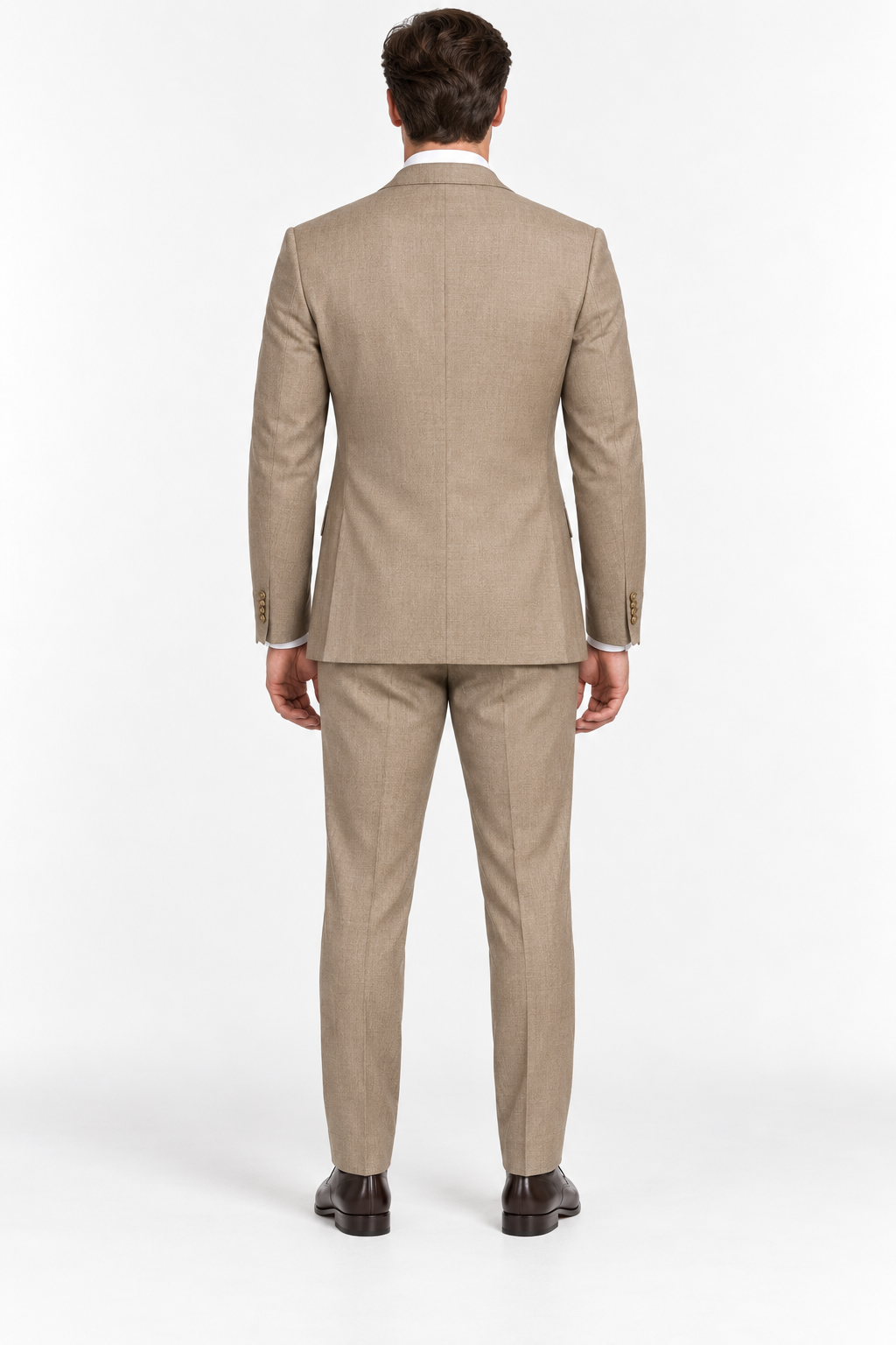 Monaco taupe men's suit with jacket, waistcoat and trousers, front view