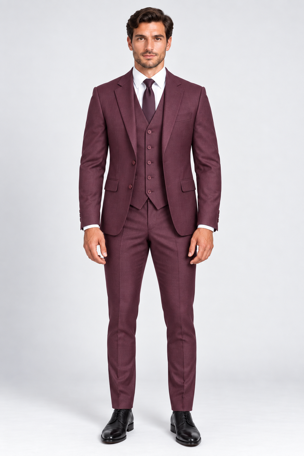 Portofino Driedelig Pak Burgundy