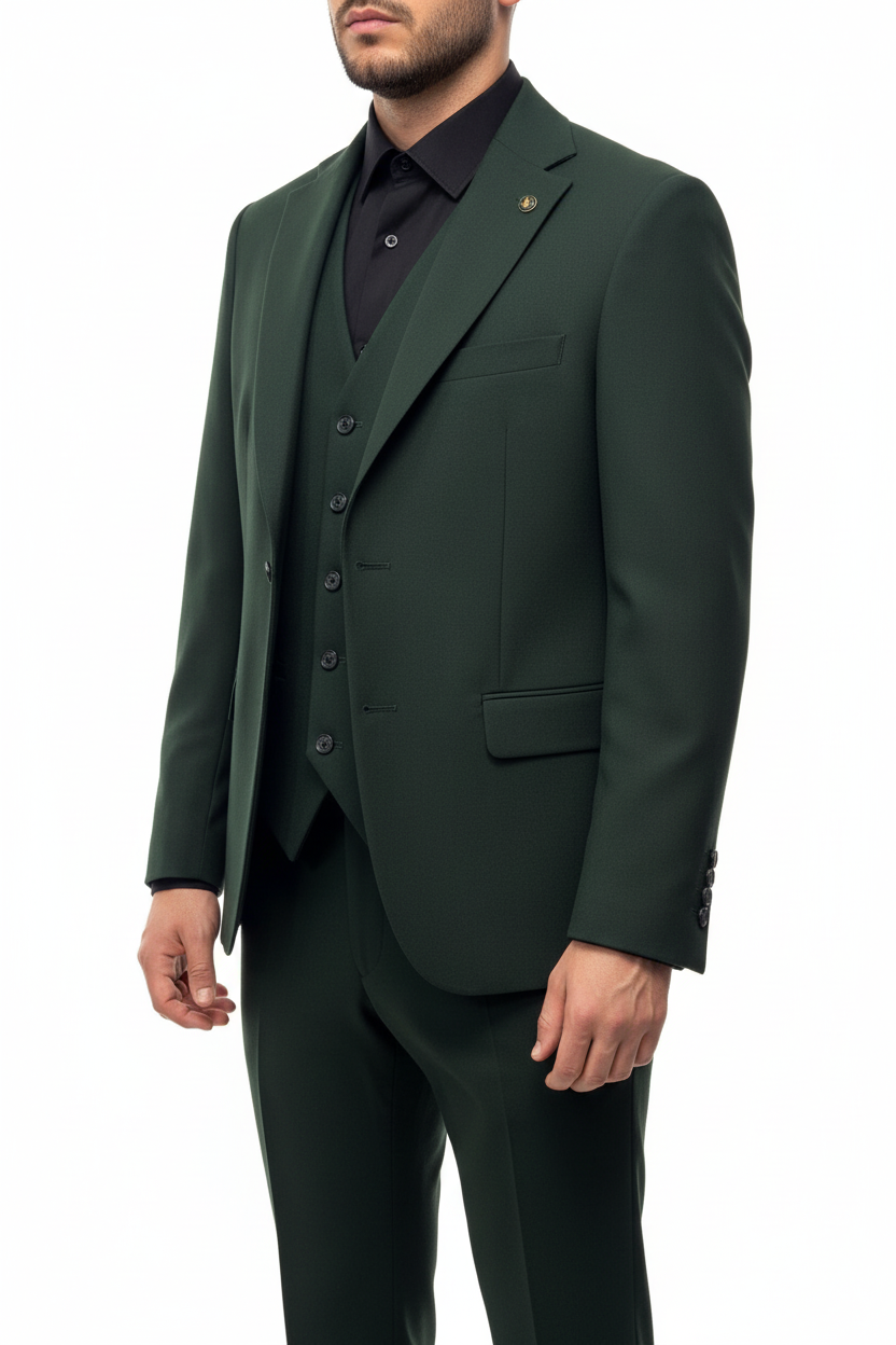 Morvelli Driedelig Pak Donkergroen