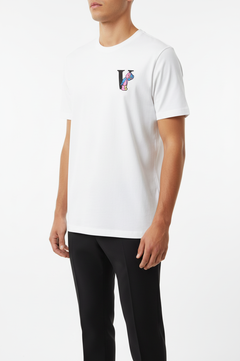 Camiseta V-Bear Gráfica Blanca