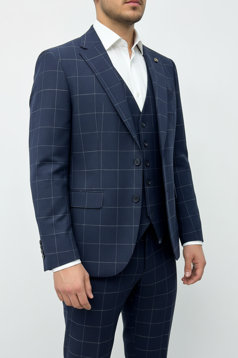 Architect Grid Suit - Navy