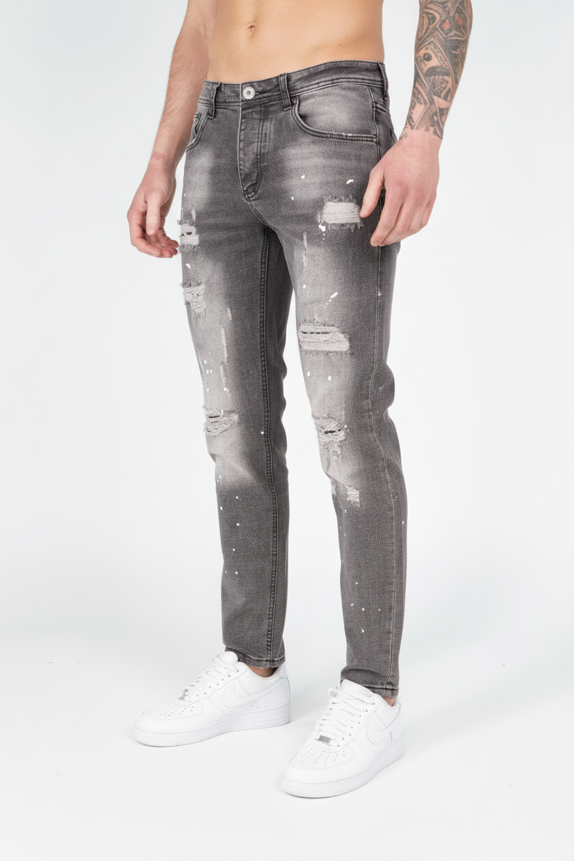 Denim Splashed Jeans Antraciet