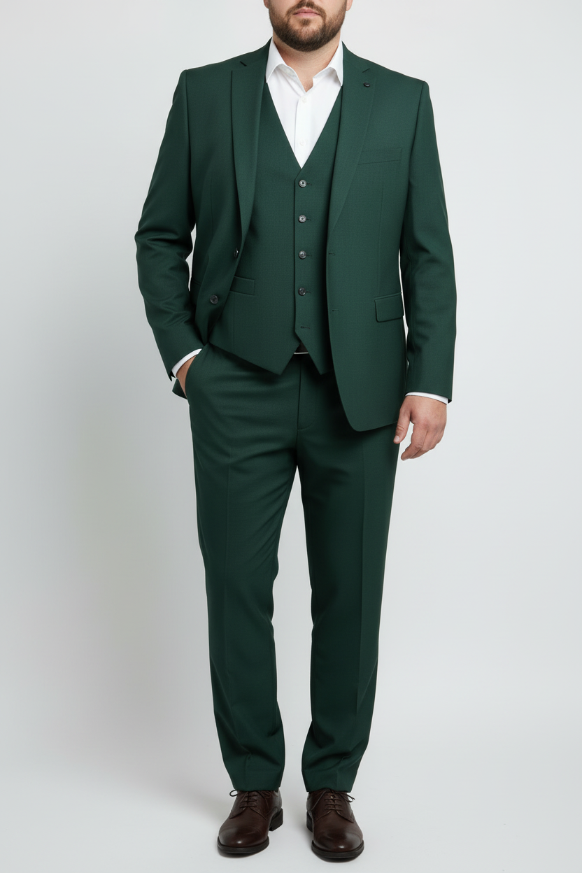Traje de tres piezas verde oscuro Vittorio
