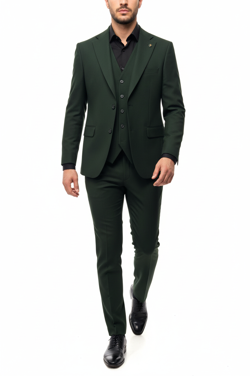 Morvelli Driedelig Pak Donkergroen