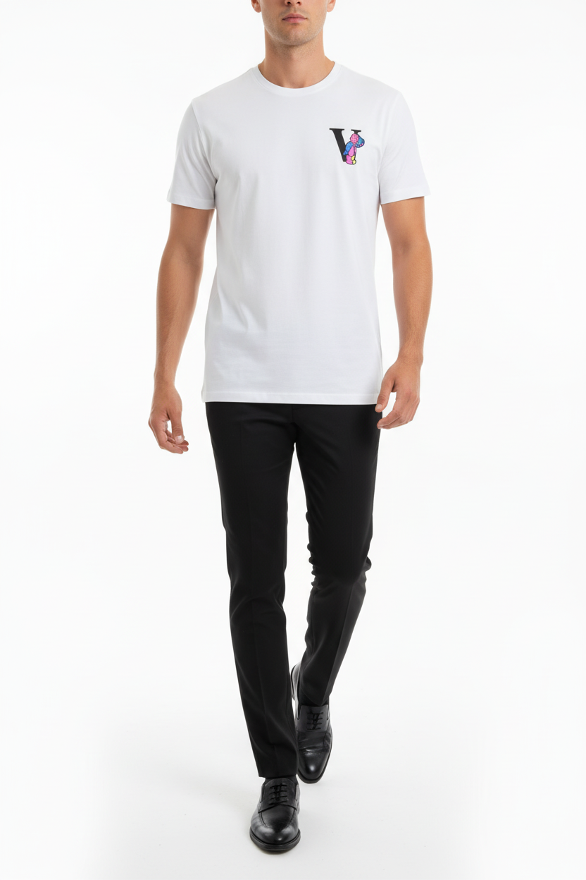 Camiseta V-Bear Gráfica Blanca