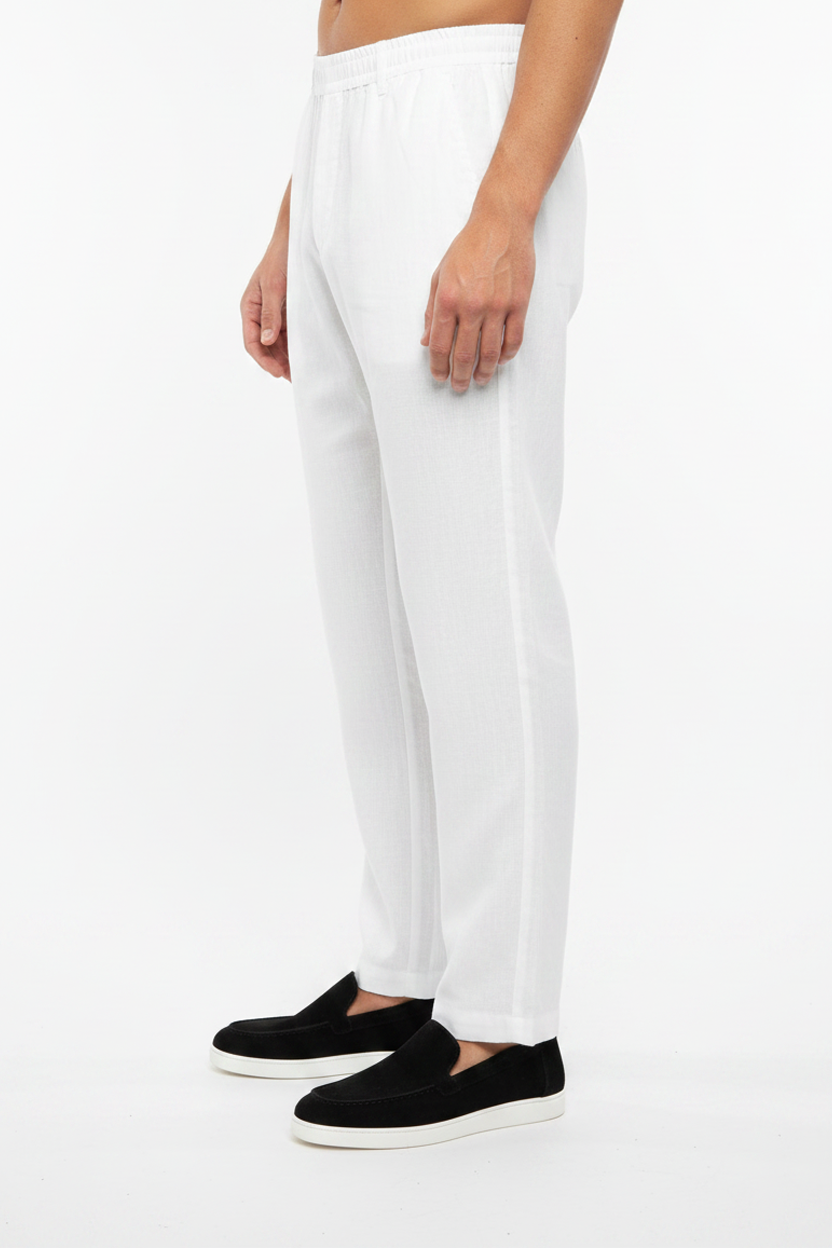Pantaloni in Lino Valenci Bianco